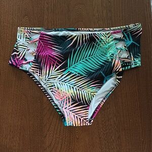 Shade and Shore Tropical Print High-Waisted Bikini Bottom XL
